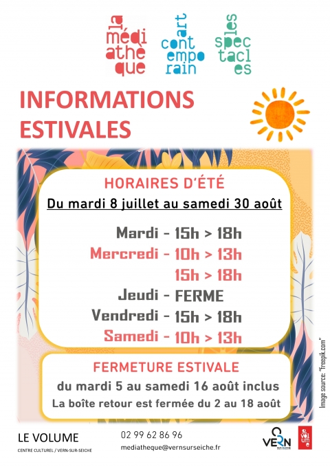 Médiathèque, horaires d'été
