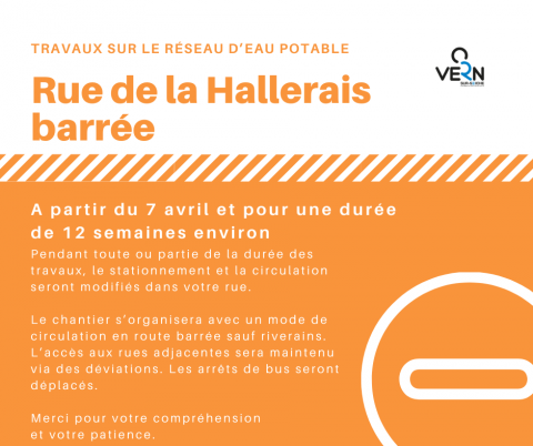 Travaux sur le réseau d'eau potable rue de la Hallerais 