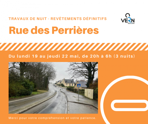 Rue des Perrières : Travaux de nuit des revêtements définitifs 