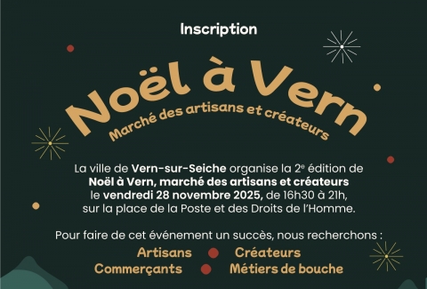 Inscription "Noël à Vern, marché des artisans et créateurs"